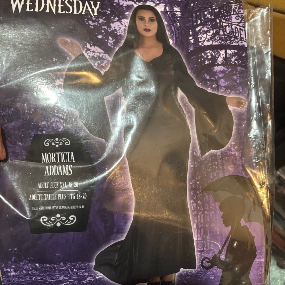 Morticia Adams Black Long Dress Costume